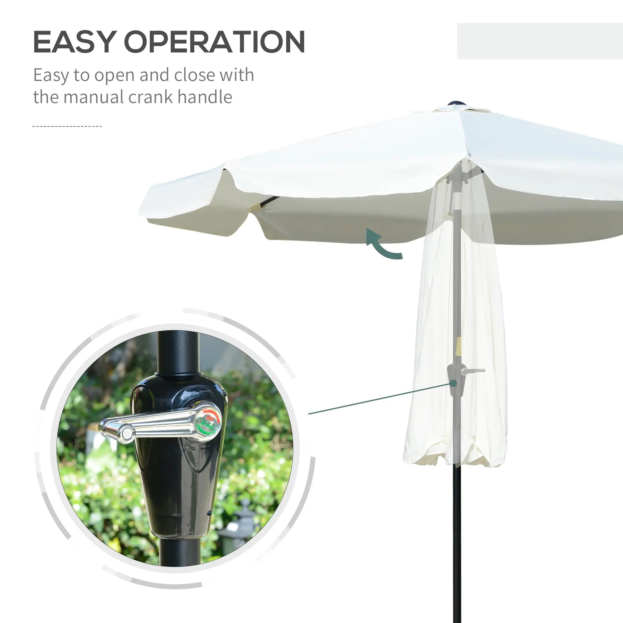 8.5 ft Round Patio Umbrella, Tilt and Crank, Cream White Sun Umbrellas at Gallery Canada