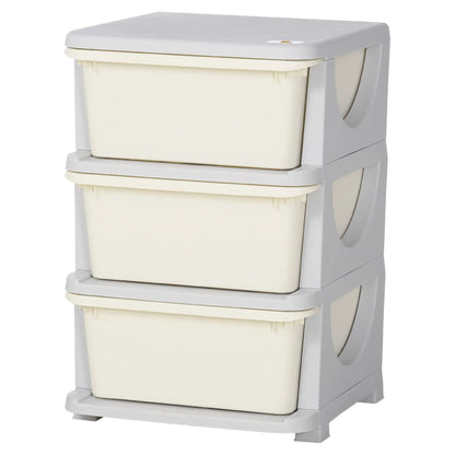 3 Tier Kids Toy Organizer, 3 Plastic Drawers, Cream White Baby & Kids Storage Cream at Gallery Canada