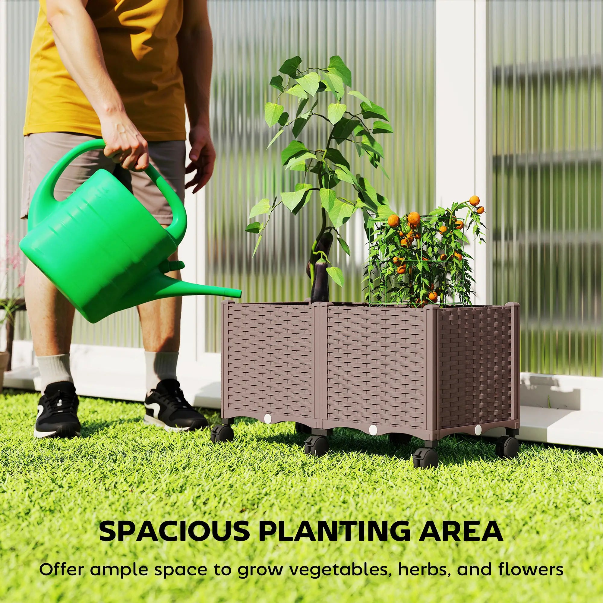 Plastic Raised Garden Bed, Self Watering Planter Box With Drainage Holes Raised Garden Beds at Gallery Canada