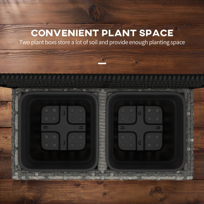 22L Raised Garden Box with Trellis, PE Rattan, Two Plant Boxes, Mixed Grey, Grey Elevated Garden Beds at Gallery Canada