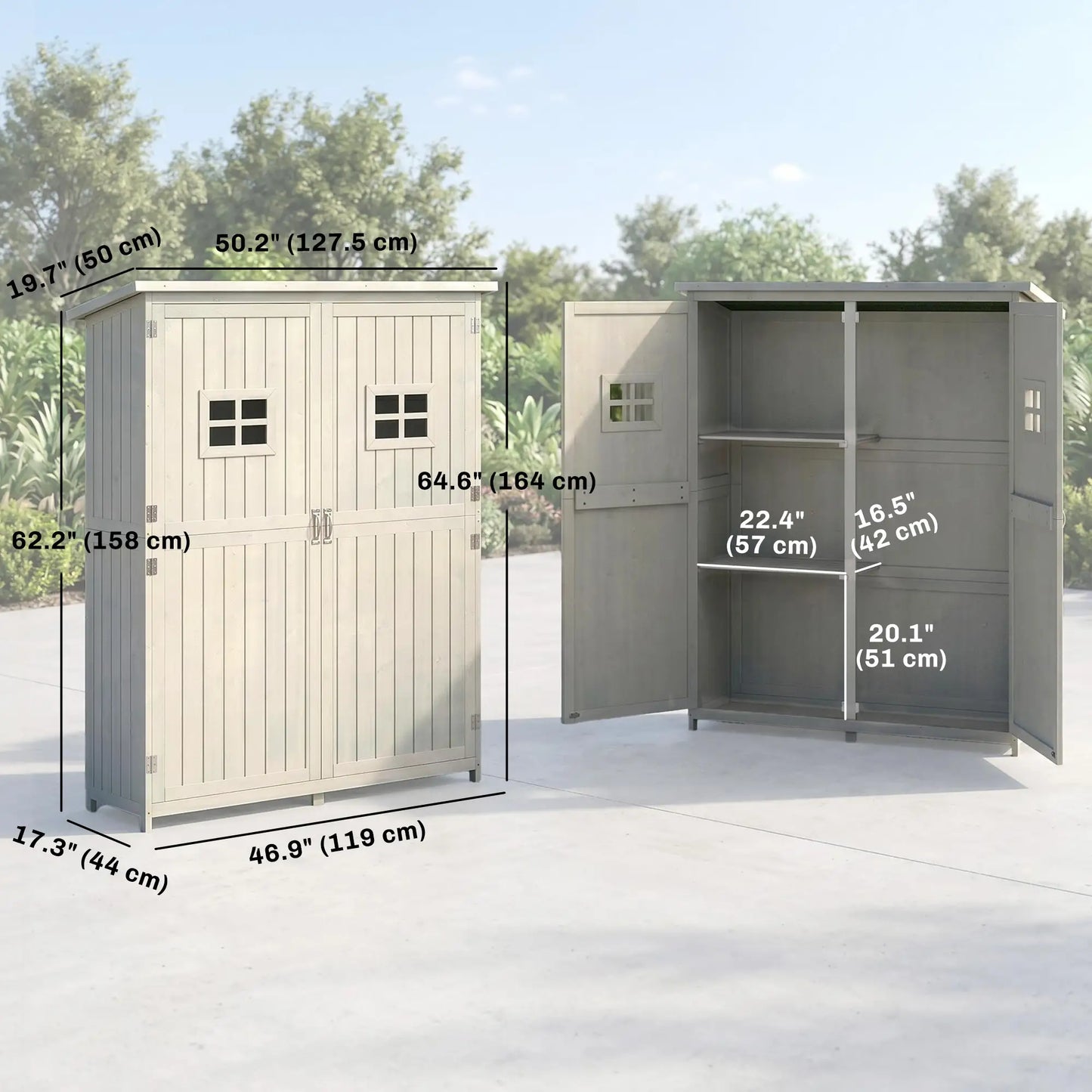 4x1.5ft Wooden Garden Storage Shed, Outdoor Tool Cabinet, Grey Sheds at Gallery Canada
