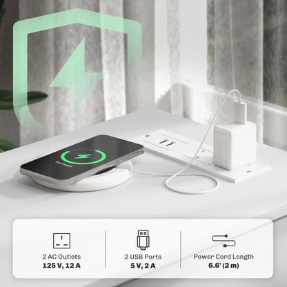 Narrow Side Table, Charging Station, USB Ports, Storage Shelf, Drawers, White Side Tables at Gallery Canada