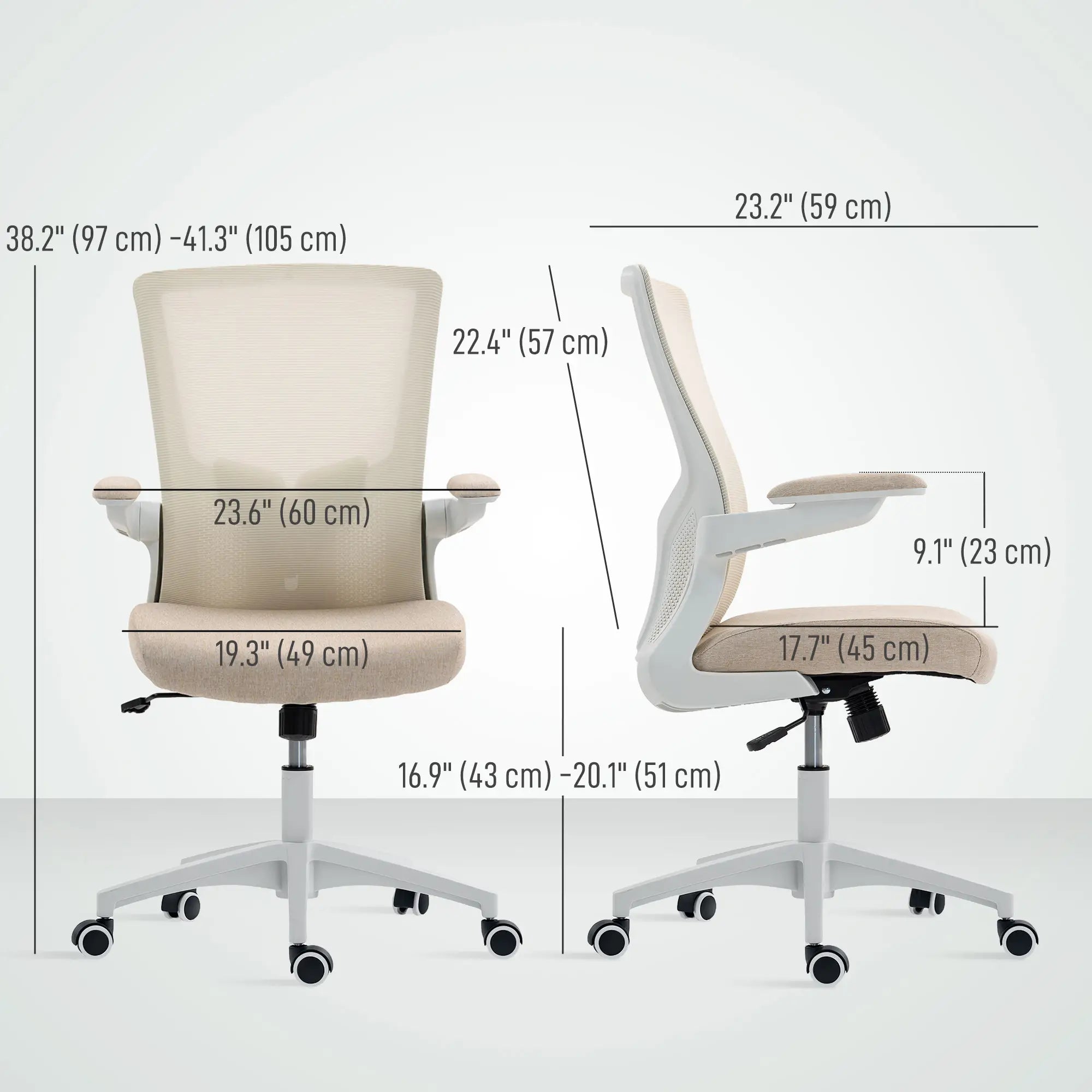Ergonomic Office Chair, Swivel Desk Chair, Adjustable Lumbar Support, Flip-up Armrests, Wheels, Beige Task Chairs at Gallery Canada