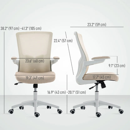 Ergonomic Office Chair, Swivel Desk Chair, Adjustable Lumbar Support, Flip-up Armrests, Wheels, Beige Task Chairs at Gallery Canada