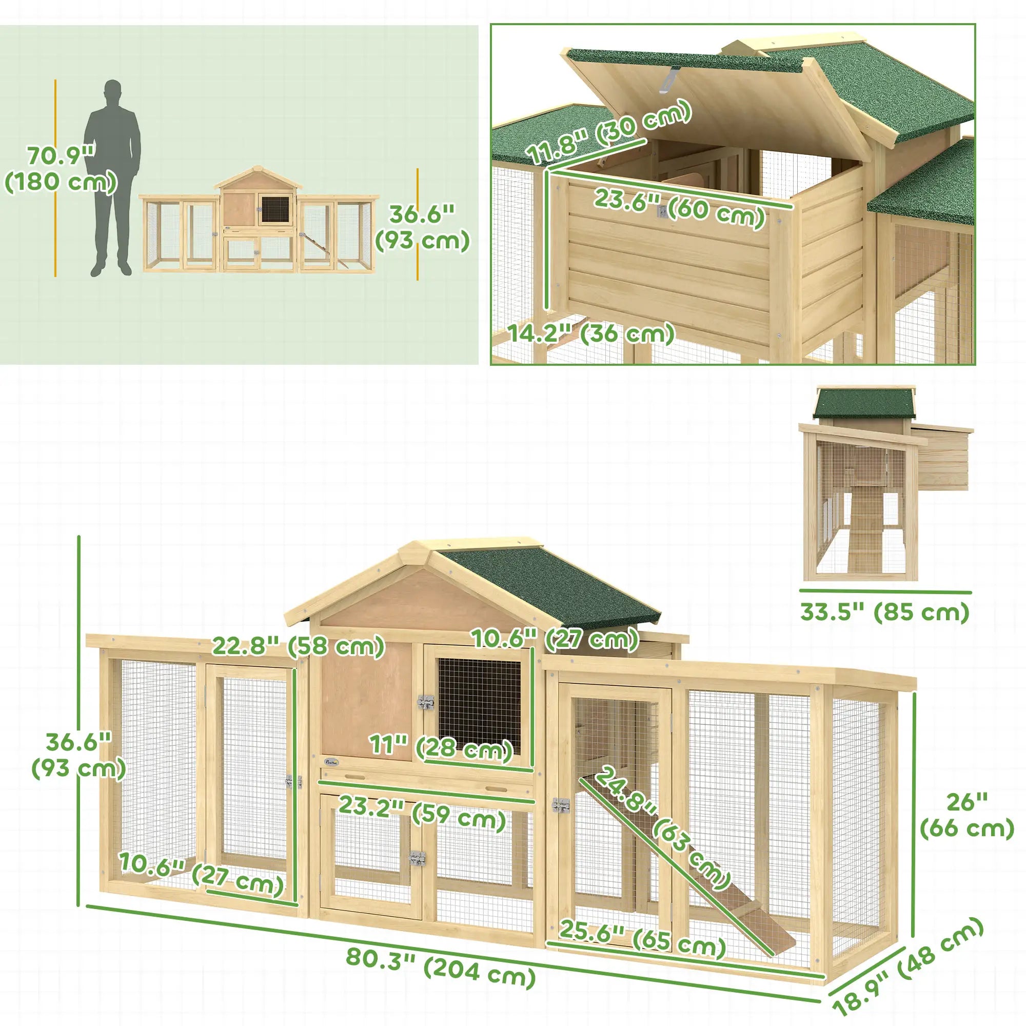 Wooden Chicken Coop, Large Rabbit Hutch, Nesting Box, Run, Ramp, Drawer Chicken Coops at Gallery Canada