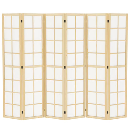 6 Panel Room Divider, 5.6 ft, Natural Wood, Folding Wall Partition Room Dividers at Gallery Canada