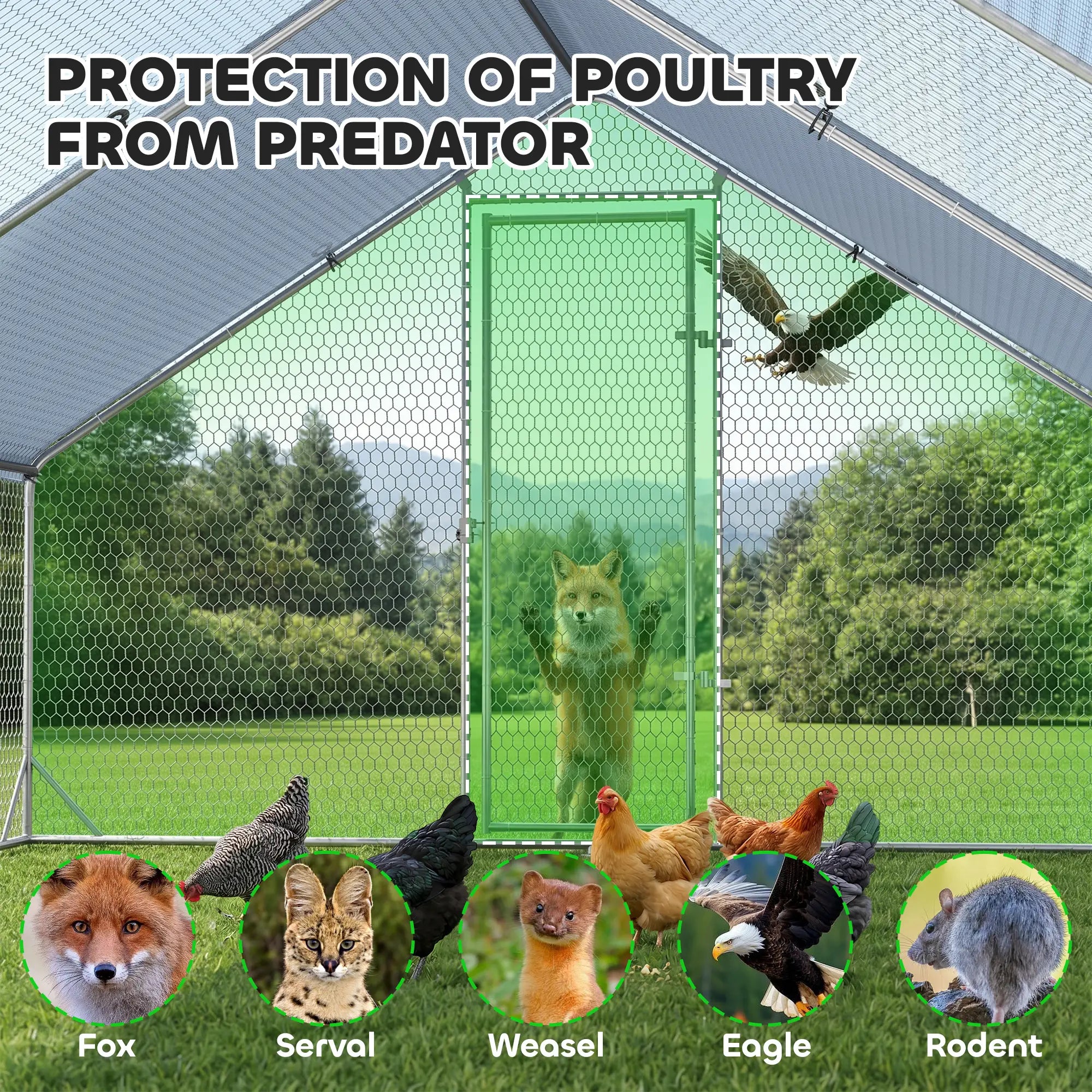 9.8' x 26.2' x 6.6' Chicken Coop, Outdoor Hen House With Cover, Lockable Door Chicken Coops at Gallery Canada