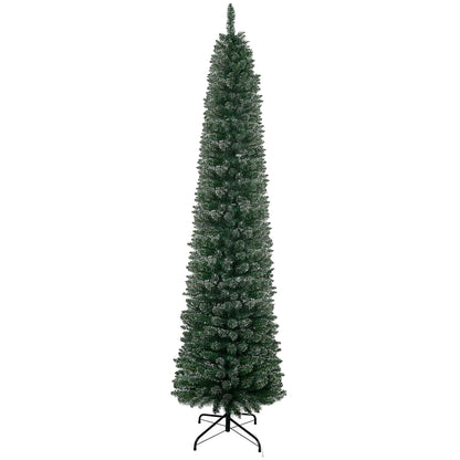 7.5FT Artificial Snow Dipped Christmas Tree, Foldable Stand, Green Pencil Christmas Trees at Gallery Canada