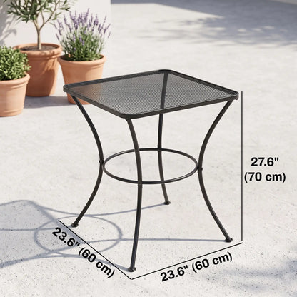 Square Metal Bistro Table, 23.6" x 23.6" x 27.6", Black Patio Side Tables at Gallery Canada