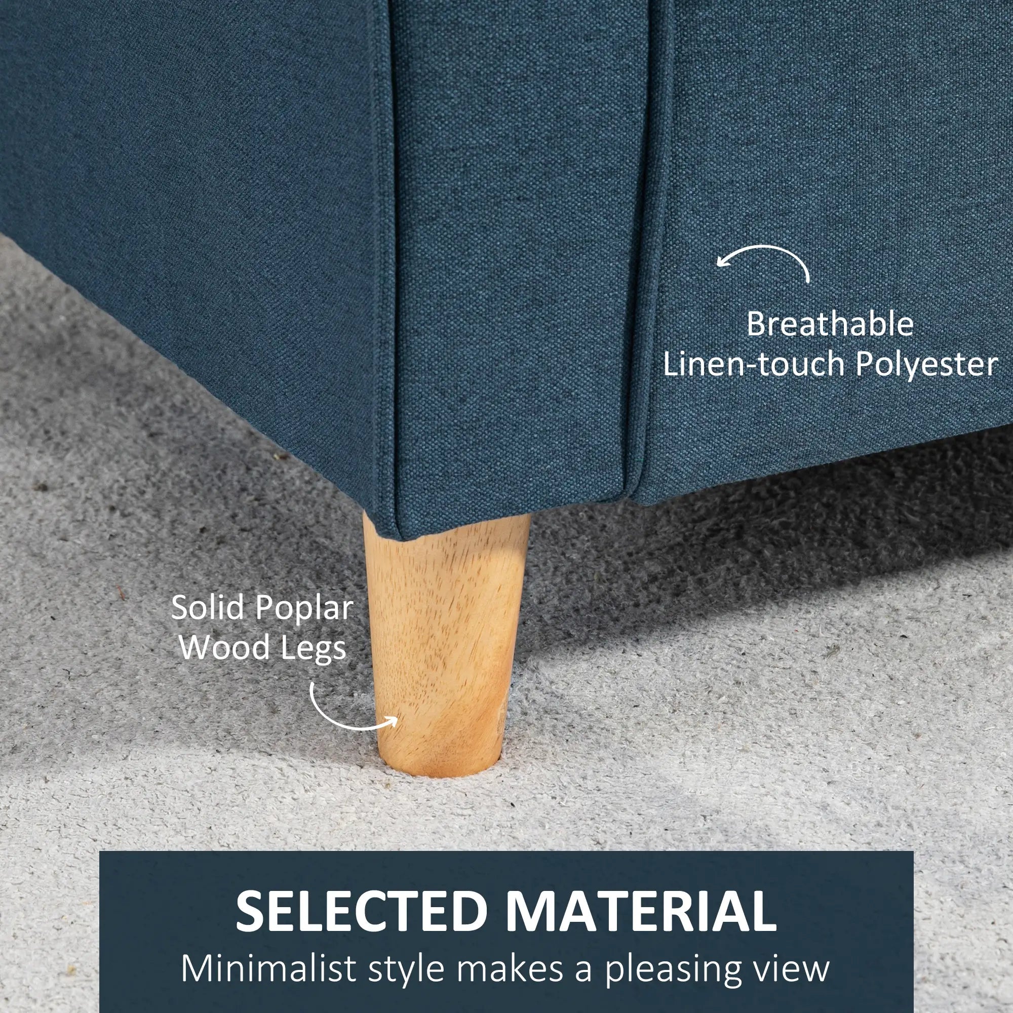 2-Seat Sofa with Armrests, Wood Legs, 2-Seater, Blue 2-Seater Sofas at Gallery Canada