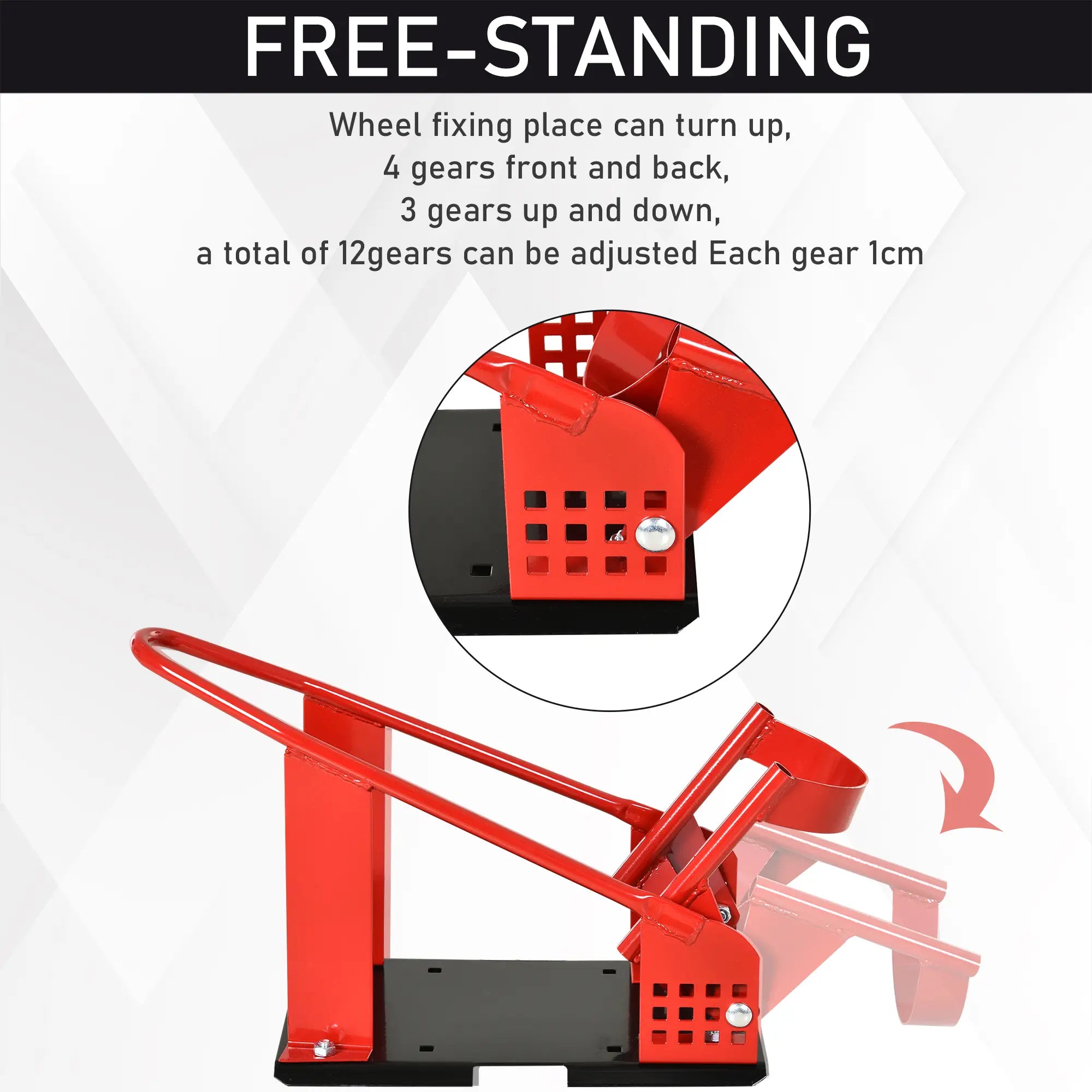 Motorcycle Wheel Chock, 12 Adjustable Holes, 990 lbs, Red Bike Parking Stands at Gallery Canada