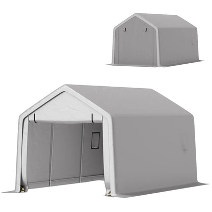 Heavy Duty Carport, 10 x 17 ft, Portable Garage, Roll-up Door, Grey Car Shelters Grey at Gallery Canada