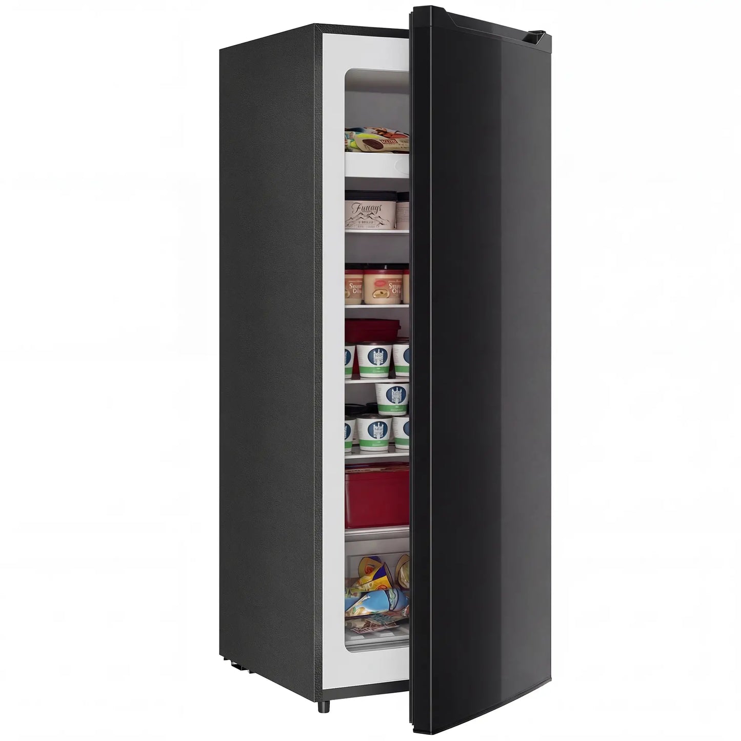 7.0 Cu.Ft Upright Freezer, 6 Adjustable Shelves, Reversible Door, Black Small Kitchen Appliances at Gallery Canada