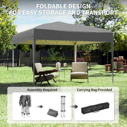 10 x 10ft Folding Pop Up Tent, Outdoor Gazebo Canopy, Grey Pop Up Canopies at Gallery Canada