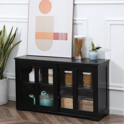 Modern Kitchen Sideboard, Stackable Storage Cabinet, Sliding Glass Door, Black Bar Cabinets at Gallery Canada