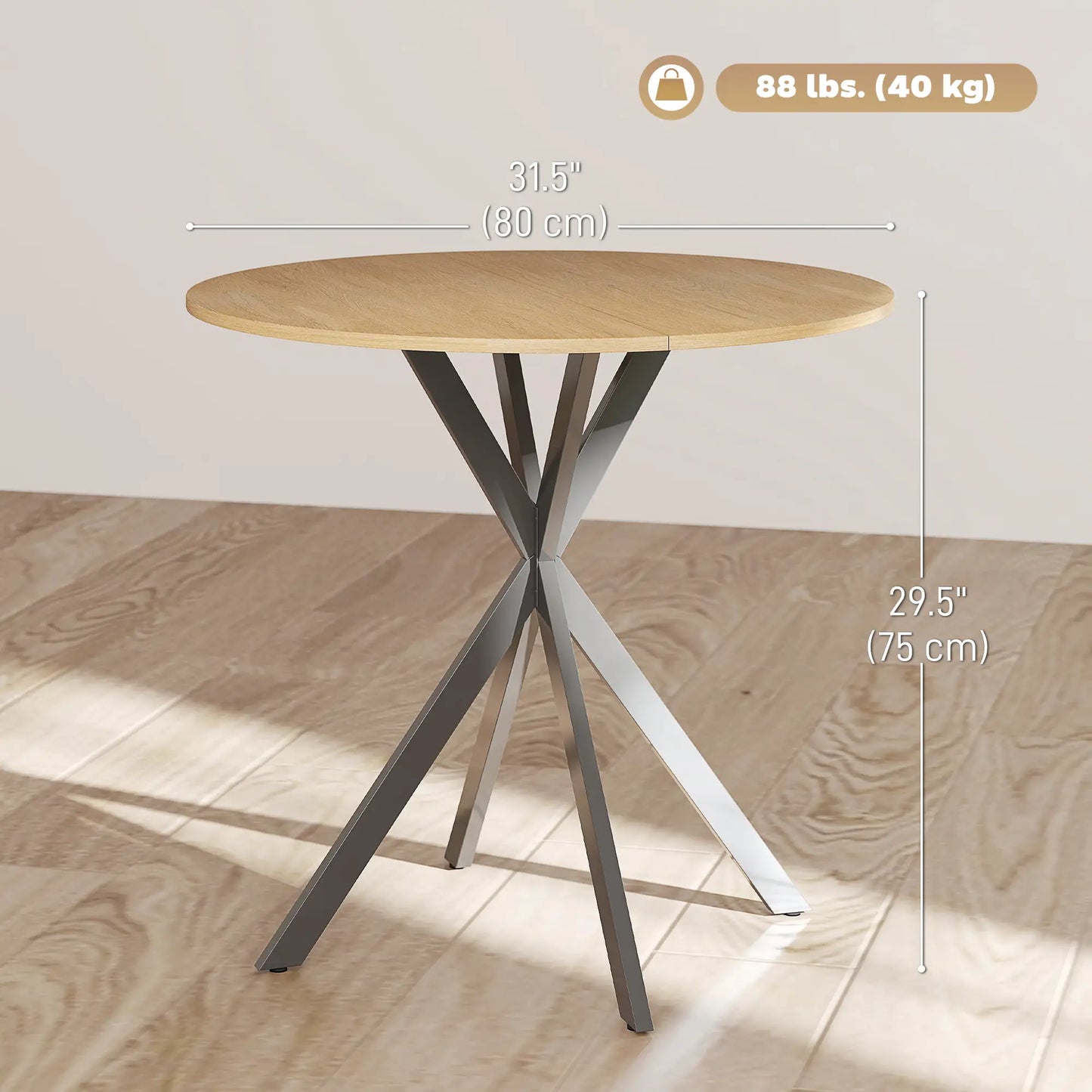 31.5" Industrial Round Dining Table, White Oak Dining Tables at Gallery Canada