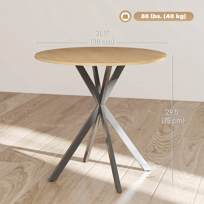 31.5" Industrial Round Dining Table, White Oak Dining Tables at Gallery Canada