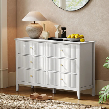 Modern 6 Drawer Dresser, Double Chest, White Storage Cabinets at Gallery Canada