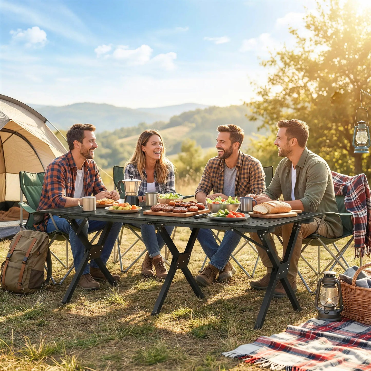 4ft Folding Camping Table, Waterproof Picnic Table, Black Picnic Tables & Camping Chairs at Gallery Canada