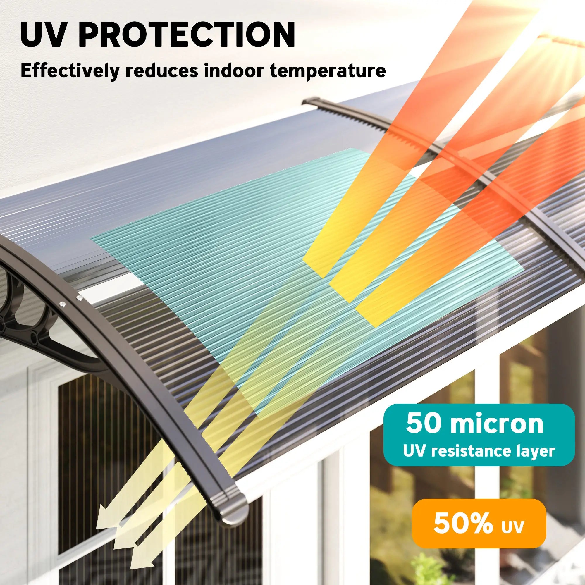 77.2 x 29.5 in Modern Polycarbonate Window Awning, Black Door Awnings at Gallery Canada