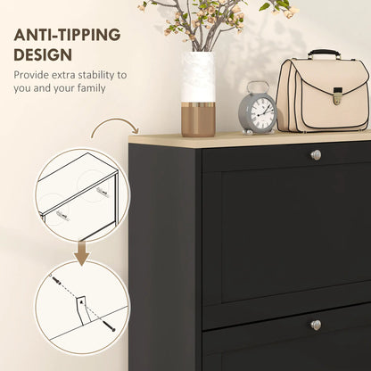 Modern Shoe Storage, 3 Flip Drawers, Adjustable Shelves, 18 Pairs, Black Shoe Storage Cabinets & Racks at Gallery Canada