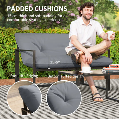 4-Piece Outdoor Furniture Set, Patio Set with Glass Table, Grey Patio Furniture Sets at Gallery Canada