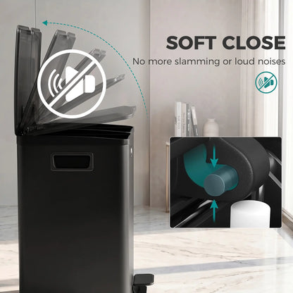 Dual Garbage Bin, Soft Close Trash Can, 2 x 20 Liter, Black Household Supplies at Gallery Canada