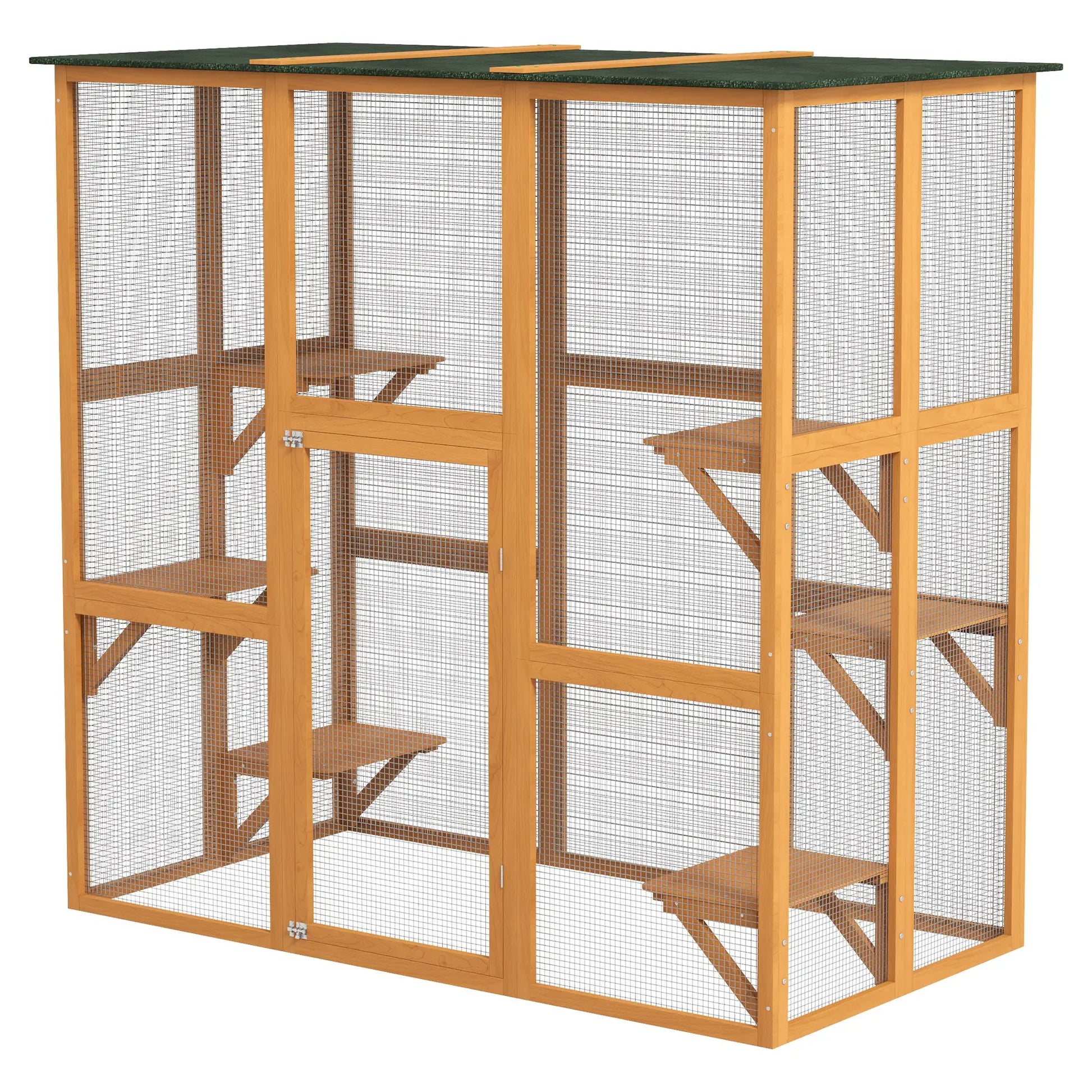 71" x 39" x 71" Cat Cage, Large Outdoor Wooden Cat Patio, Orange Outdoor Cat Enclosures Orange at Gallery Canada