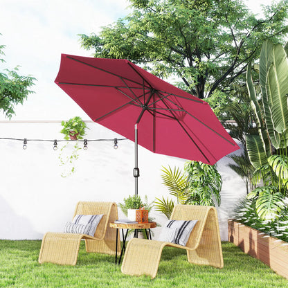 10' x 8' Round Market Umbrella, Crank Handle, Tilt, Wine Red Sun Umbrellas at Gallery Canada