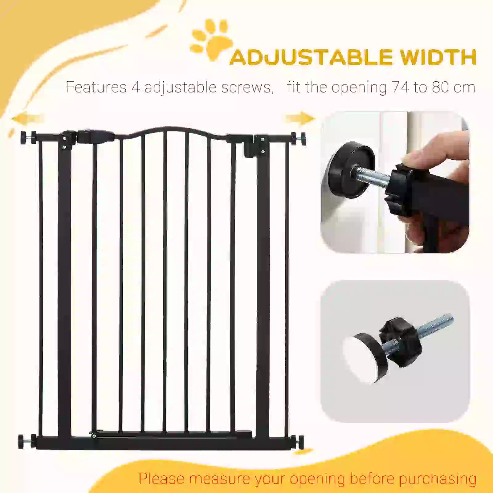 Extra Tall Dog Gate with Door, Pressure Fit, Auto Close, 29-32", Black Houses, Kennels & Pens at Gallery Canada