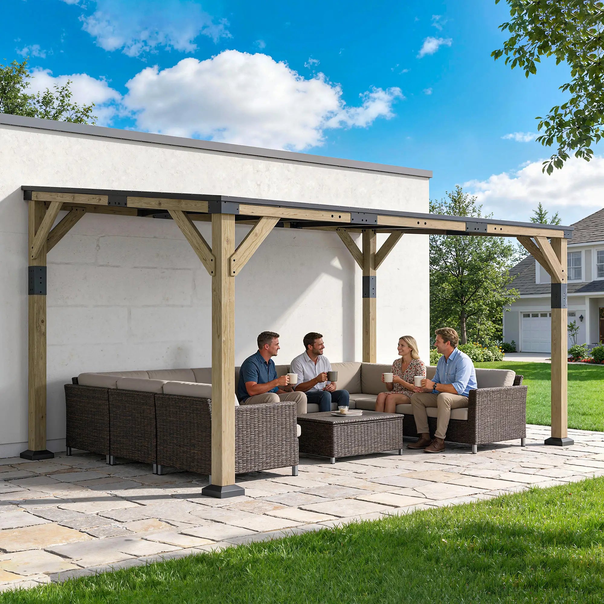 14' x 10' Galvanized Steel Hardtop Gazebo, Dark Grey Pergolas at Gallery Canada