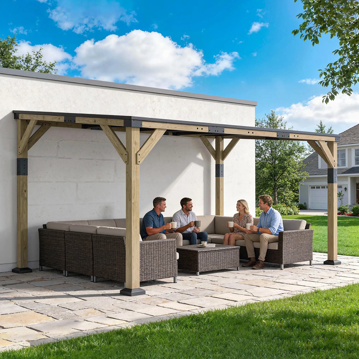 14' x 10' Galvanized Steel Hardtop Gazebo, Dark Grey Pergolas at Gallery Canada
