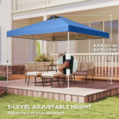 Waterproof Pop Up Canopy Tent, 9.8' x 9.8', With Carrying Bag, Blue Pop Up Canopies at Gallery Canada
