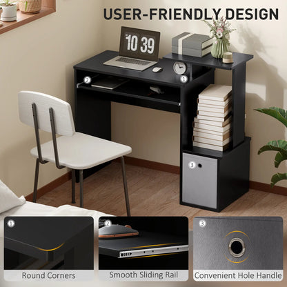 Computer Desk, Sliding Keyboard Tray, Storage Drawer, Black Computer Desks at Gallery Canada