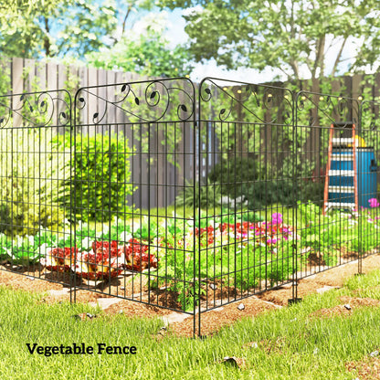 Panneaux de clôture de jardin en métal extérieur, barrière pour animaux, pack de 4, vignes carrées