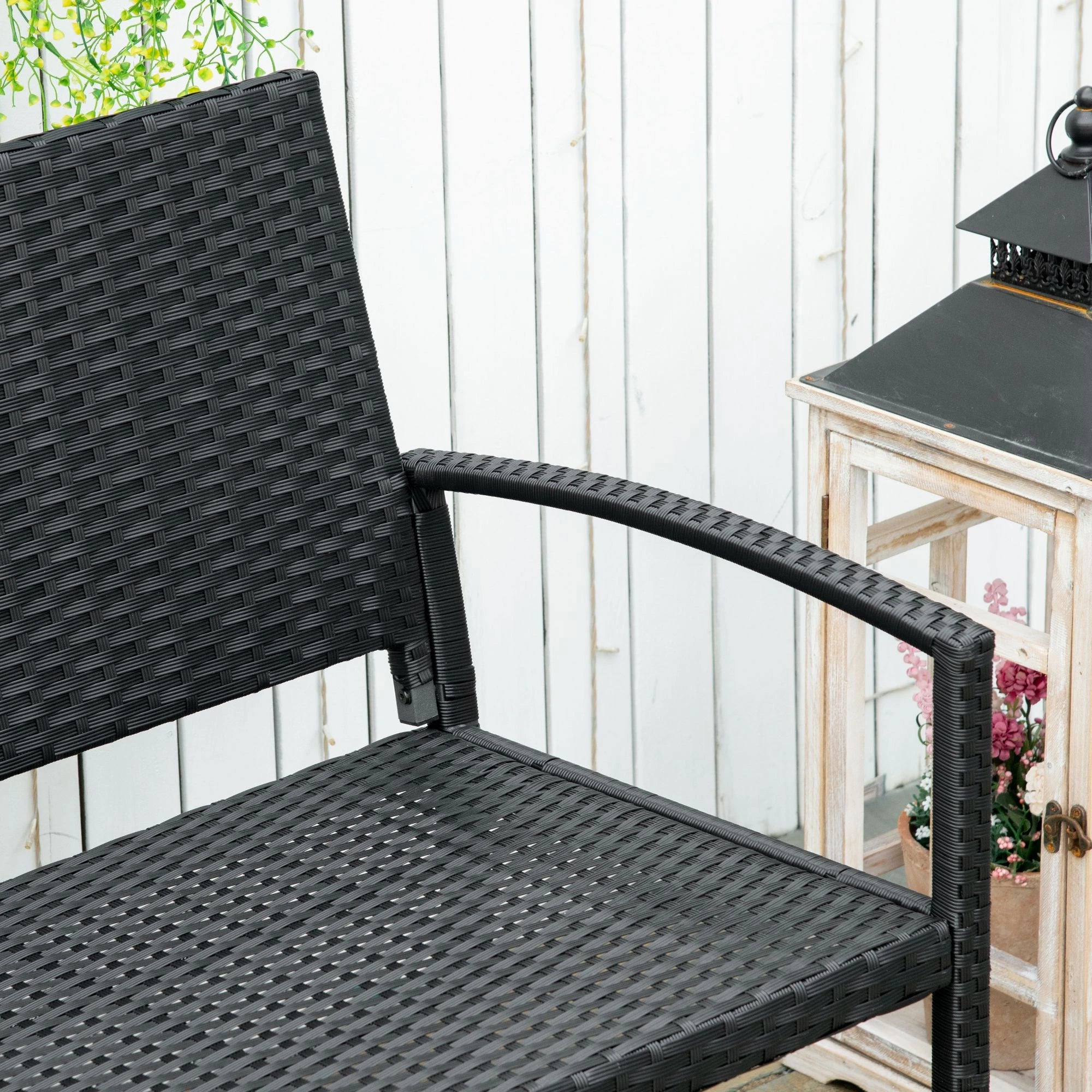 Rattan Wicker Loveseat, Garden Bench, Hand Woven, Portable, Black Patio Chairs at Gallery Canada