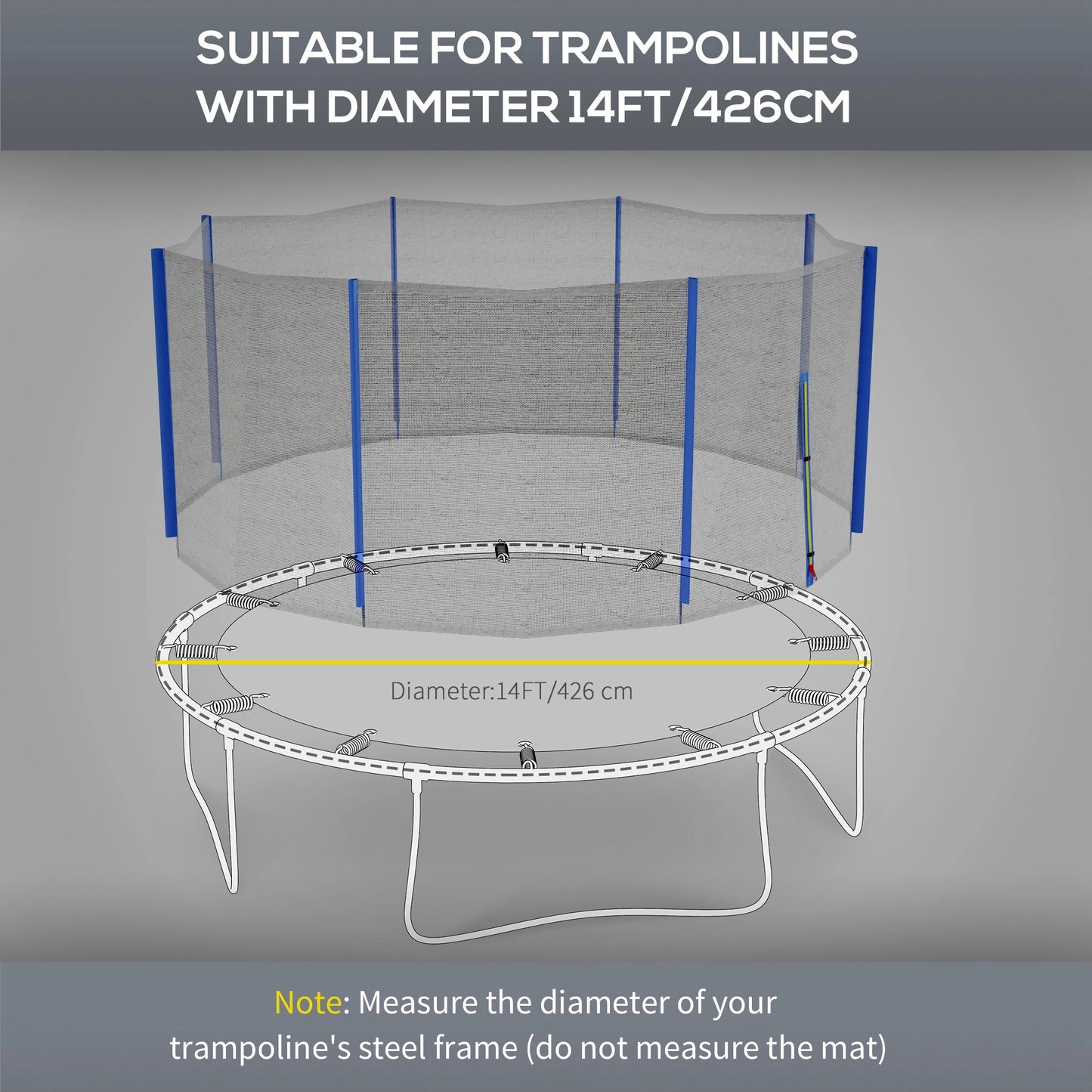 14ft Round Trampoline Net Enclosure, 8 Straight Poles, Blue Trampolines at Gallery Canada