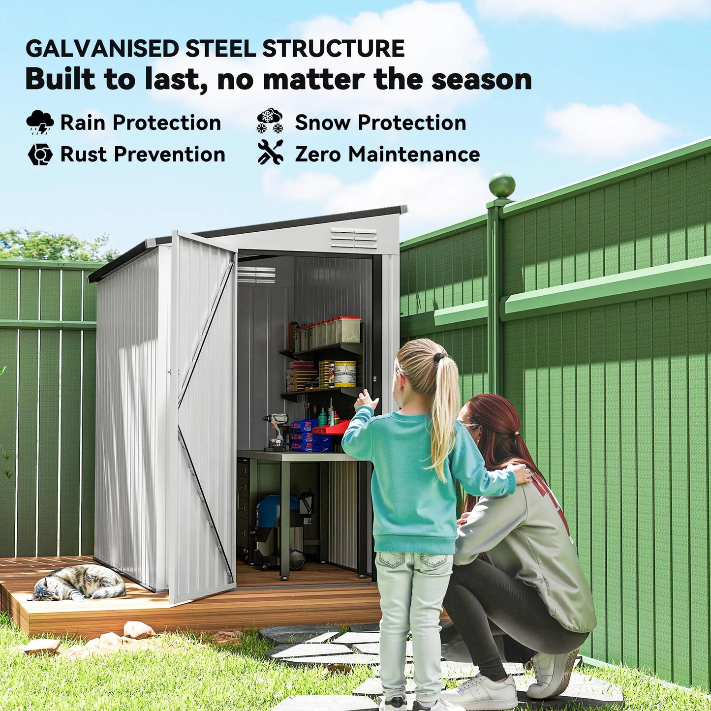 4.3' x 6.3' Metal Outdoor Storage Shed With Lockable Door, Dark Grey Sheds at Gallery Canada