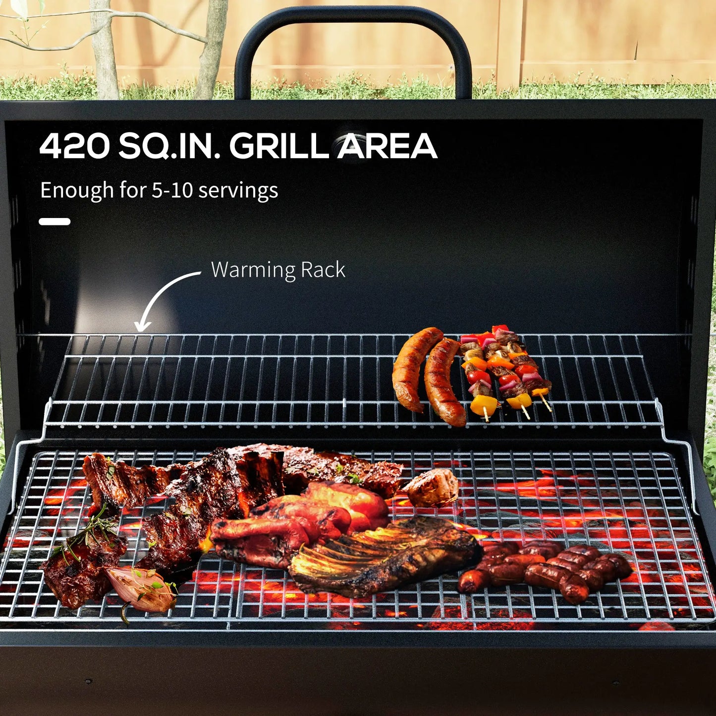 Charcoal BBQ Smoker, 420 sq.in. Cooking Area, Wheels, Ash Catcher, Black Charcoal BBQ Grils at Gallery Canada