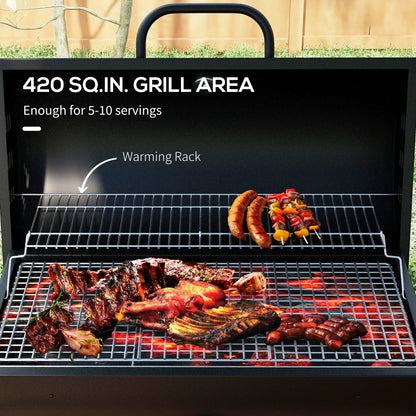 Charcoal BBQ Smoker, 420 sq.in. Cooking Area, Wheels, Ash Catcher, Black Charcoal BBQ Grils at Gallery Canada