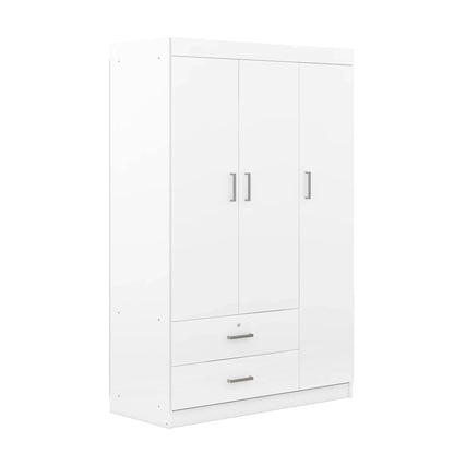 Modern Wardrobe, 2 Drawers, MDF Construction, 41.5" L x 18.5" W x 68" H, White Clothing Storage at Gallery Canada