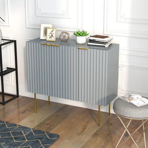 Modern Storage Cabinet, Sideboard Buffet, Gold Legs, Grey