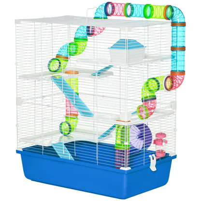 23" Large Hamster Cage, 5-Level with Tunnel Tube, Blue Hamster Cages Blue, white at Gallery Canada