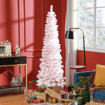 6ft Flocked Pencil Christmas Tree, Realistic Branch Tips, Pink Pencil Christmas Trees at Gallery Canada