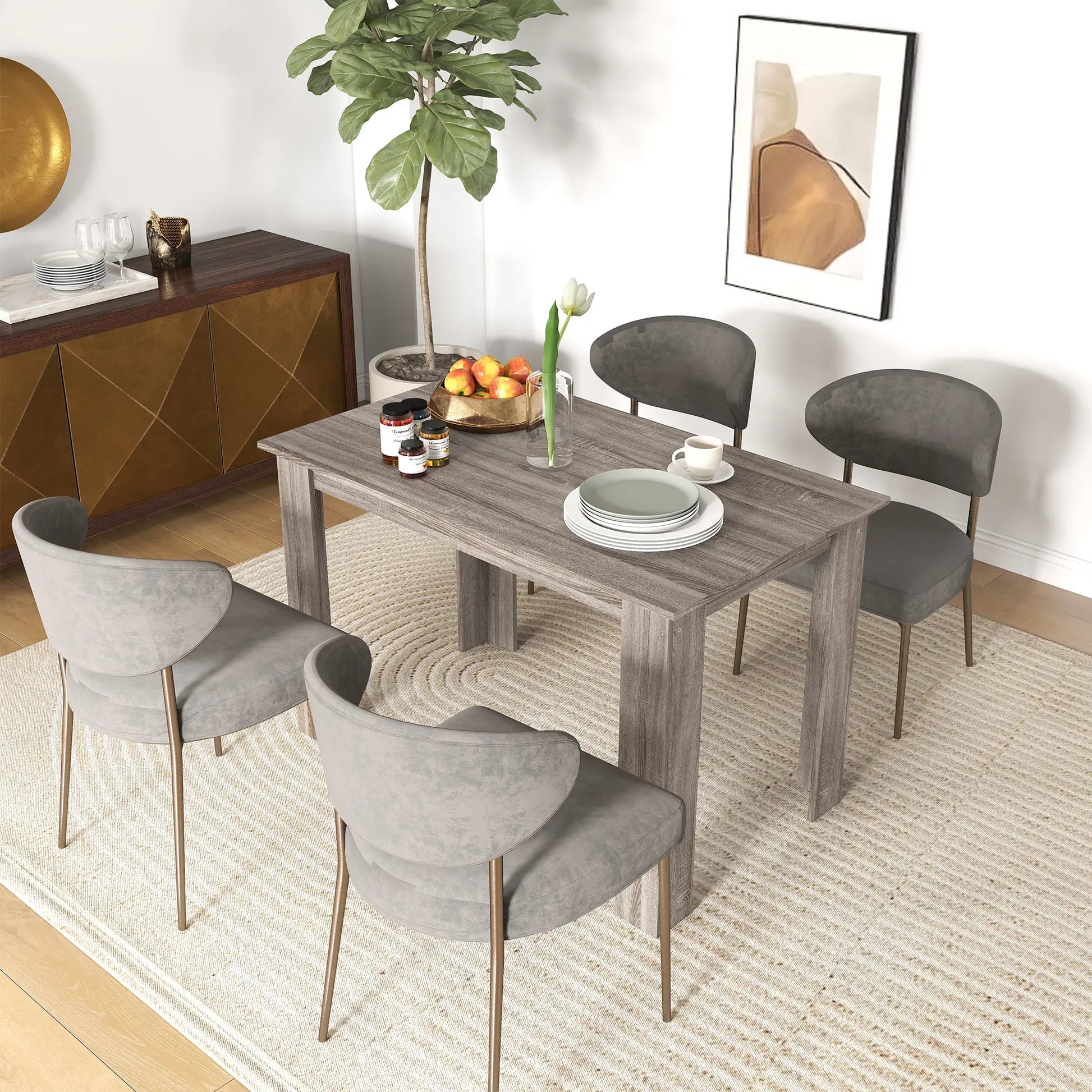 47" Kitchen Table for 4-6 People, Wood Effect, Light Grey Dining Tables at Gallery Canada