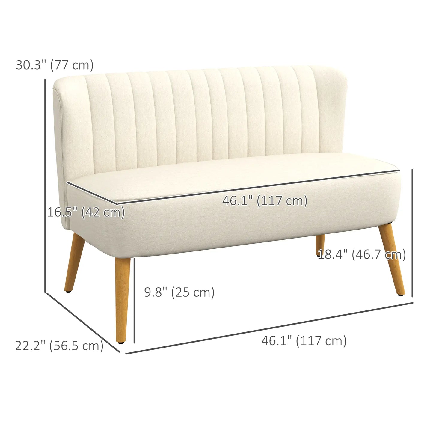 Modern 2 Seat Sofa, Upholstered Two Seater Couch, Cream White 2-Seater Sofas at Gallery Canada