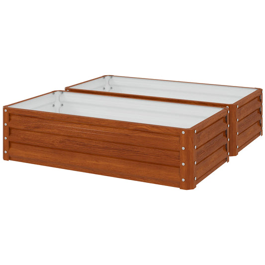 4' x 2' x 1' Raised Garden Bed, Set of 2, Galvanized Planter Box, Dark Brown Galvanized Planter Boxes Dark Brown Wood Effect at Gallery Canada