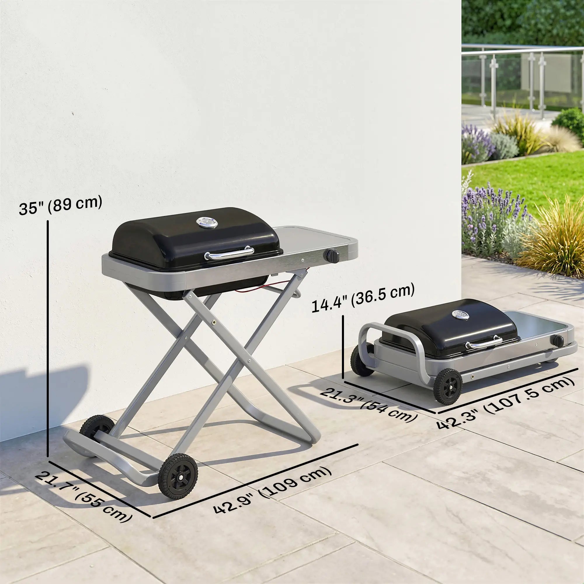 Portable Propane BBQ Grill, Foldable Cart, 9500 BTU, Black Propane Gas Grills at Gallery Canada
