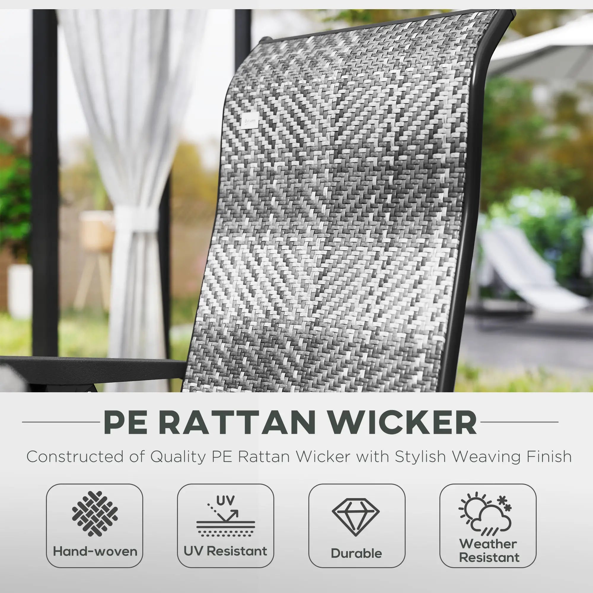 2PCs Outdoor Wicker Folding Chairs, Adjustable Backrest, Mixed Grey, Grey Patio Chairs at Gallery Canada