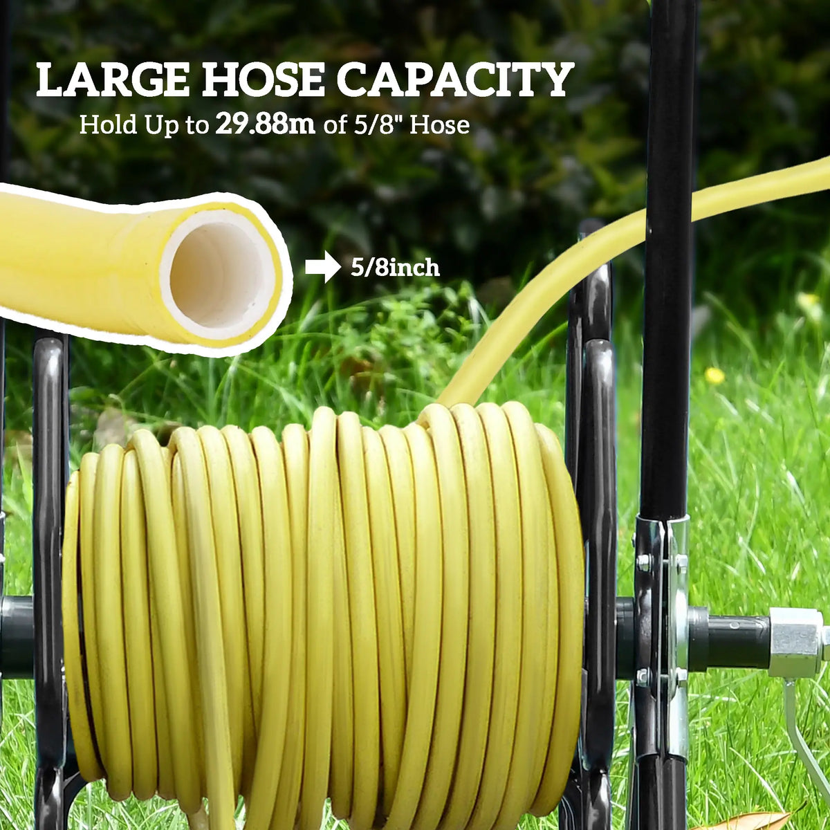 5/8" Hose Reel Cart, 98 ft, Garden Water Hose with Wheels, Black Garden Accessories at Gallery Canada